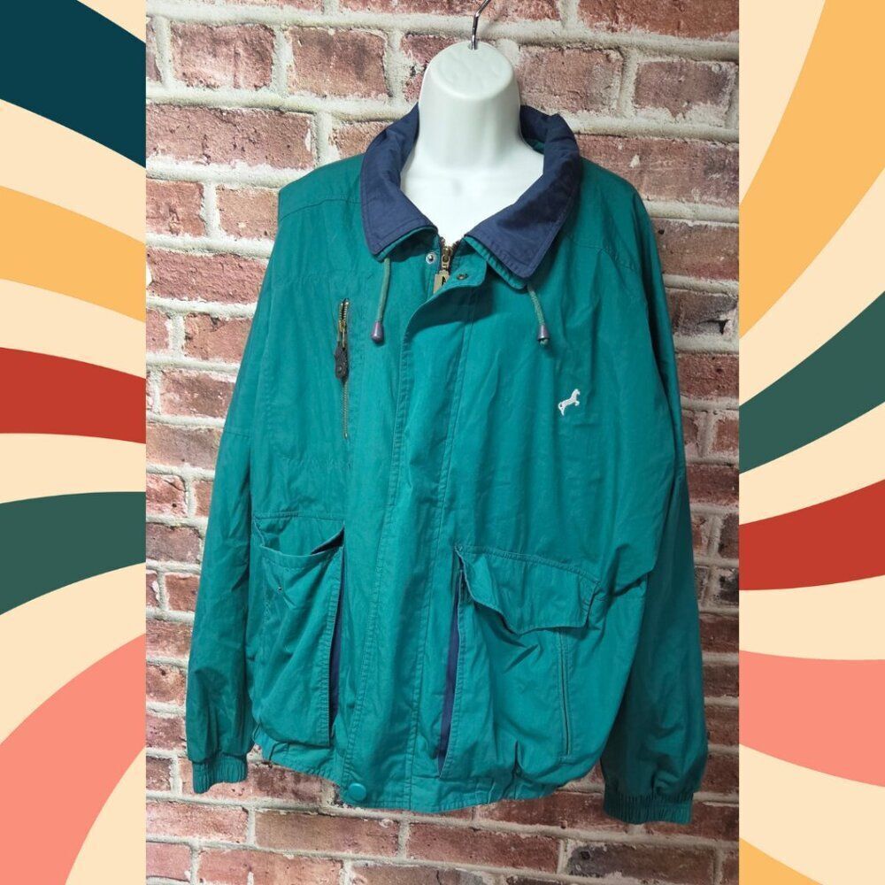 Dunbrooke Windbreaker 2XL | Vintage 90s Green‎ Blue Full Zip Retro Jacket